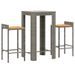 Ensemble de bar jardin 3 pcs gris poly rotin/bois massif acacia - Photo n°3