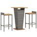 Ensemble de bar jardin 3 pcs gris poly rotin/bois massif acacia - Photo n°3