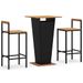 Ensemble de bar jardin 3 pcs noir poly rotin/bois massif acacia - Photo n°1