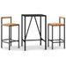 Ensemble de bar jardin 3 pcs noir poly rotin/bois massif acacia - Photo n°1