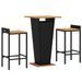 Ensemble de bar jardin 3 pcs noir poly rotin/bois massif acacia - Photo n°3