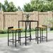 Ensemble de bar jardin 3 pcs noir poly rotin/bois massif acacia - Photo n°2