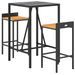 Ensemble de bar jardin 3 pcs noir poly rotin/bois massif acacia - Photo n°3