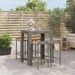 Ensemble de bar jardin 5 pcs gris poly rotin/bois massif acacia - Photo n°2