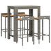 Ensemble de bar jardin 5 pcs gris poly rotin/bois massif acacia - Photo n°3