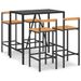 Ensemble de bar jardin 5 pcs noir poly rotin/bois massif acacia - Photo n°1