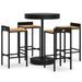 Ensemble de bar jardin 5 pcs noir poly rotin/bois massif acacia - Photo n°1