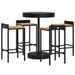 Ensemble de bar jardin 5 pcs noir poly rotin/bois massif acacia - Photo n°3