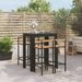 Ensemble de bar jardin 5 pcs noir poly rotin/bois massif acacia - Photo n°2