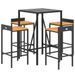 Ensemble de bar jardin 5 pcs noir poly rotin/bois massif acacia - Photo n°3