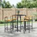 Ensemble de bar jardin 5 pcs noir poly rotin/bois massif acacia - Photo n°2