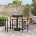 Ensemble de bar jardin 5 pcs noir poly rotin/bois massif acacia - Photo n°2