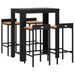 Ensemble de bar jardin 5 pcs noir poly rotin/bois massif acacia - Photo n°3