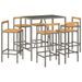 Ensemble de bar jardin 7 pcs gris poly rotin/bois massif acacia - Photo n°3