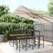 Ensemble de bar jardin 9 pcs noir poly rotin/bois massif acacia - Photo n°2