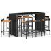 Ensemble de bar jardin 9 pcs noir poly rotin/bois massif acacia - Photo n°1