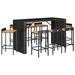 Ensemble de bar jardin 9 pcs noir poly rotin/bois massif acacia - Photo n°3