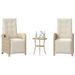 Ensemble de bistro 3 pcs avec coussins beige résine tressée - Photo n°1