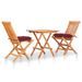 Ensemble de bistro 3 pcs avec coussins rouge bordeaux Teck - Photo n°1