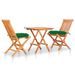 Ensemble de bistro 3 pcs avec coussins vert Bois de teck massif 2 - Photo n°1