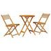 Ensemble de bistro 3 pcs beige polypropylène et bois massif - Photo n°2