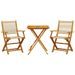 Ensemble de bistro 3 pcs beige polypropylène et bois massif - Photo n°2