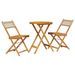 Ensemble de bistro 3 pcs beige résine tressée et bois massif - Photo n°2