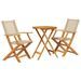 Ensemble de bistro 3 pcs beige résine tressée et bois massif - Photo n°2