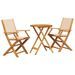 Ensemble de bistro 3 pcs beige tissu et bois massif - Photo n°2