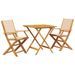 Ensemble de bistro 3 pcs beige tissu et bois massif - Photo n°2