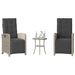 Ensemble de bistro 3 pcs et coussins gris clair résine tressée - Photo n°1