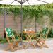 Ensemble de bistro 3 pcs motif de feuilles tissu et bois massif - Photo n°1