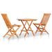 Ensemble de bistro 3pcs avec coussins beige Bois de teck massif - Photo n°2