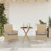 Ensemble de bistro avec coussins 3 pcs beige rotin et verre - Photo n°2