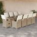 Ensemble de bistro de jardin 11 pcs coussins beige poly rotin - Photo n°1