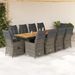 Ensemble de bistro de jardin 11 pcs coussins gris poly rotin - Photo n°1