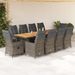 Ensemble de bistro de jardin 11 pcs coussins gris poly rotin - Photo n°1