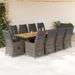 Ensemble de bistro de jardin 11 pcs coussins gris poly rotin - Photo n°1
