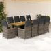 Ensemble de bistro de jardin 11 pcs coussins gris poly rotin - Photo n°1