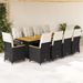 Ensemble de bistro de jardin 11 pcs coussins noir poly rotin - Photo n°1