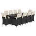 Ensemble de bistro de jardin 11 pcs coussins noir poly rotin - Photo n°2