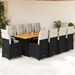 Ensemble de bistro de jardin 11 pcs coussins noir poly rotin - Photo n°1