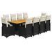 Ensemble de bistro de jardin 11 pcs coussins noir poly rotin - Photo n°2