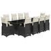 Ensemble de bistro de jardin 11 pcs coussins noir poly rotin - Photo n°2