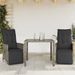 Ensemble de bistro de jardin 3 pcs coussins gris poly rotin - Photo n°1