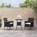 Ensemble de bistro de jardin 3 pcs coussins noir poly rotin - Photo n°1