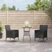 Ensemble de bistro de jardin 3 pcs coussins noir poly rotin - Photo n°2