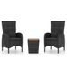 Ensemble de bistro de jardin 3pcs Résine tressée et acacia Noir - Photo n°1