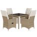 Ensemble de bistro de jardin 5 pcs coussins beige poly rotin - Photo n°2