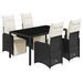 Ensemble de bistro de jardin 5 pcs coussins noir poly rotin - Photo n°2